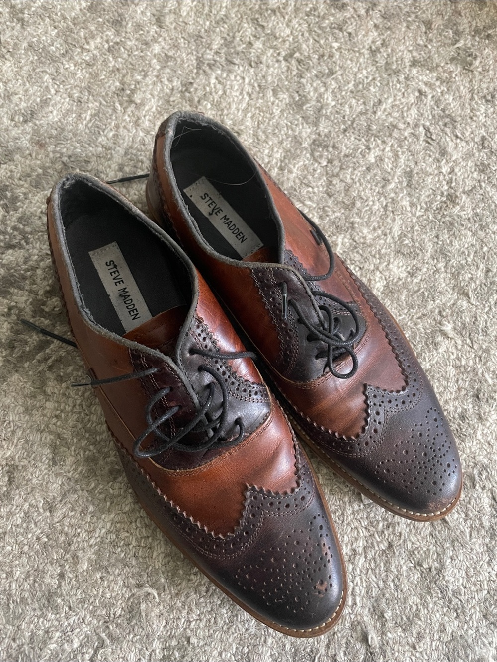 Steve Madden Brown Two-Tone Wingtip Derbys